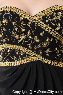 Empire Chiffon Sweetheart Sequins Black Prom Evening Dress 2013