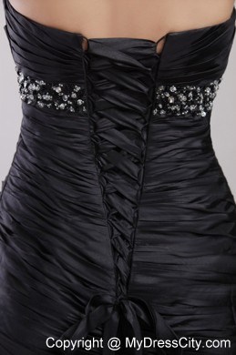 Beaded Mermaid Sweetheart Court Train Black Evening Dress