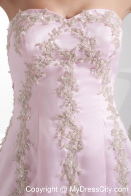 Baby Pink Appliques Mermaid Sweetheart Brush Train Evening Dresses