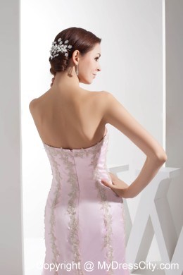 Baby Pink Appliques Mermaid Sweetheart Brush Train Evening Dresses