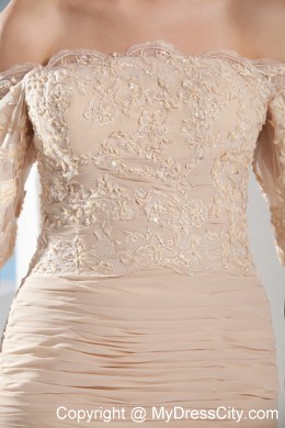 Champagne Lace Mermaid Off The Shoulder Evening Gowns