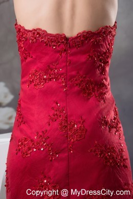 Appliques Beaded Column Halter Red Evening Dress for Celebrity