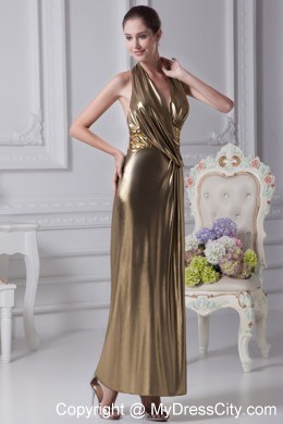 Ankle-length Halter Beaded 2013 Evening Party Dresses for Cheap