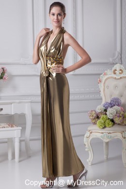 Ankle-length Halter Beaded 2013 Evening Party Dresses for Cheap