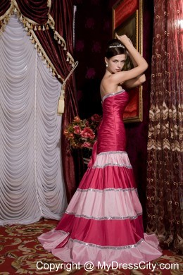 Two-toned Pink Mermaid Strapless Evening Dress Lace-up