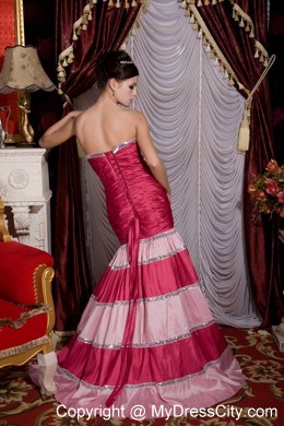 Two-toned Pink Mermaid Strapless Evening Dress Lace-up
