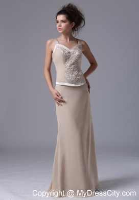 Straps Beaded Zipper up Back Chiffon Floor Length Wedding Mother Outfits