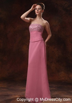 Chiffon Strapless Appliques Rose Pink Mother Of The Bride Dress With Coat