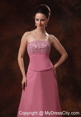 Chiffon Strapless Appliques Rose Pink Mother Of The Bride Dress With Coat