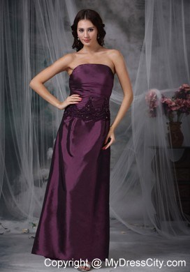 Strapless Appliques Ankle-length Taffeta Mather Of The Bride Dress with Jacket