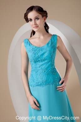 Scoop Neck Beading Appliques Ankle-length Chiffon Mother in Law Dresses