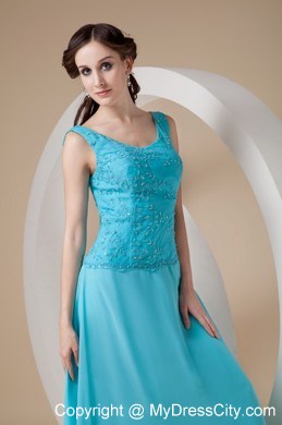 Scoop Neck Beading Appliques Ankle-length Chiffon Mother in Law Dresses