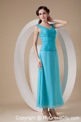 Scoop Neck Beading Appliques Ankle-length Chiffon Mother in Law Dresses