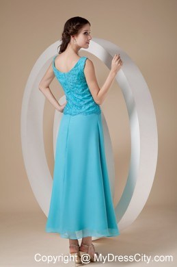 Scoop Neck Beading Appliques Ankle-length Chiffon Mother in Law Dresses