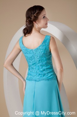 Scoop Neck Beading Appliques Ankle-length Chiffon Mother in Law Dresses