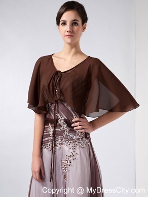 Cloak V-neck Beading Ankle-length Chiffon and Tulle Mother Of The Bride Dress