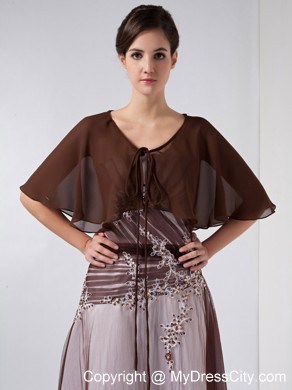 Cloak V-neck Beading Ankle-length Chiffon and Tulle Mother Of The Bride Dress