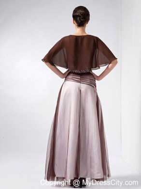 Cloak V-neck Beading Ankle-length Chiffon and Tulle Mother Of The Bride Dress