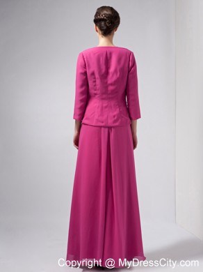 V-neck Beading Ankle-length Chiffon Mother Of The Bride Dress with Chic Back