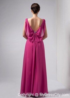 V-neck Beading Ankle-length Chiffon Mother Of The Bride Dress with Chic Back