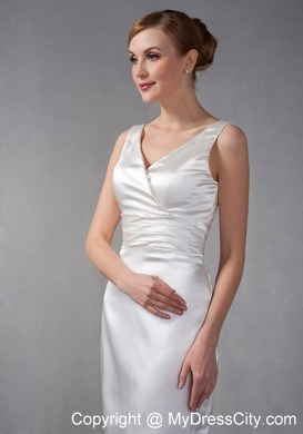 Pure Ruched V-neck Knee-length Taffeta Wedding Outfits for Groom Mothers