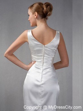 Pure Ruched V-neck Knee-length Taffeta Wedding Outfits for Groom Mothers