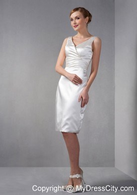 Pure Ruched V-neck Knee-length Taffeta Wedding Outfits for Groom Mothers