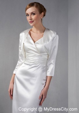 Pure Ruched V-neck Knee-length Taffeta Wedding Outfits for Groom Mothers