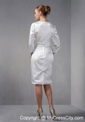 Pure Ruched V-neck Knee-length Taffeta Wedding Outfits for Groom Mothers