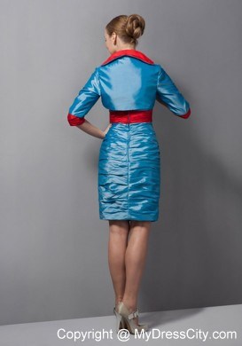 Sweetheart Belt Mini-length Taffeta Mother Of The Bride Dress with Jacket