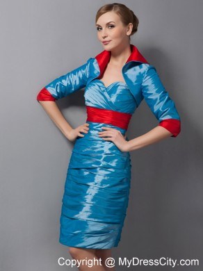 Sweetheart Belt Mini-length Taffeta Mother Of The Bride Dress with Jacket