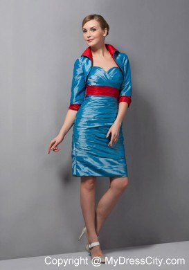 Sweetheart Belt Mini-length Taffeta Mother Of The Bride Dress with Jacket