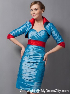 Sweetheart Belt Mini-length Taffeta Mother Of The Bride Dress with Jacket