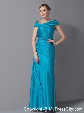 Asymmetrical Neck Ankle-length Ruched Taffeta Mother Of The Bride Dress