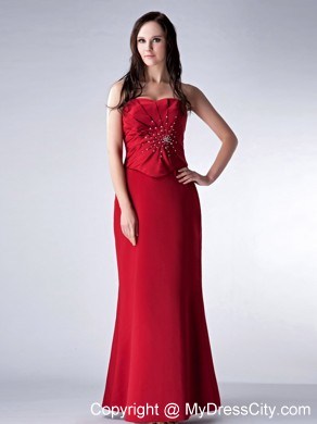 Sweetheart Beading Pleats Floor-length Red Satin Mother of the Bride Dress