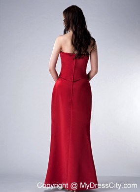 Sweetheart Beading Pleats Floor-length Red Satin Mother of the Bride Dress