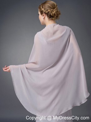 V-neck Ruche Floor-length Chiffon Grey Mother of Groom Dress with Cloak