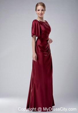 Burgundy One Shoulder Bateau Neck Appliques Taffeta Mother Bride Dress