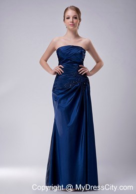 Appliques Strapless Floor-length Taffeta Jacket Mother Of The Bride Dress