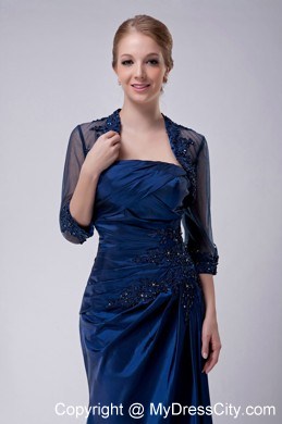 Appliques Strapless Floor-length Taffeta Jacket Mother Of The Bride Dress