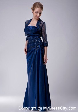 Appliques Strapless Floor-length Taffeta Jacket Mother Of The Bride Dress