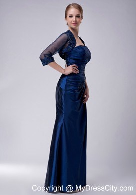 Appliques Strapless Floor-length Taffeta Jacket Mother Of The Bride Dress