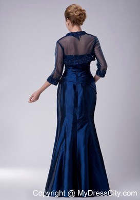 Appliques Strapless Floor-length Taffeta Jacket Mother Of The Bride Dress