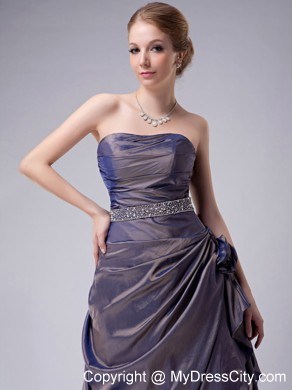 Strapless Beading Handmade Flowers Pick-up Mother Of The Bride Dress