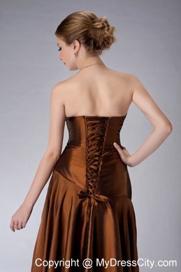 Appliques Strapless Floor-length Jacket Brown Mother Of The Bride Dress