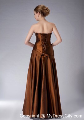 Appliques Strapless Floor-length Jacket Brown Mother Of The Bride Dress