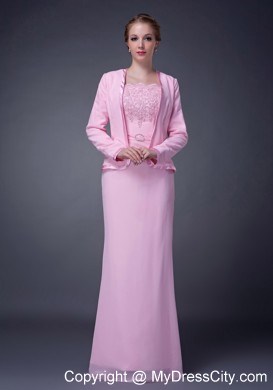 Straps Beading Chiffon Floor-length Jacket Mother Of The Bride Dress