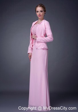 Straps Beading Chiffon Floor-length Jacket Mother Of The Bride Dress