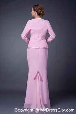 Straps Beading Chiffon Floor-length Jacket Mother Of The Bride Dress