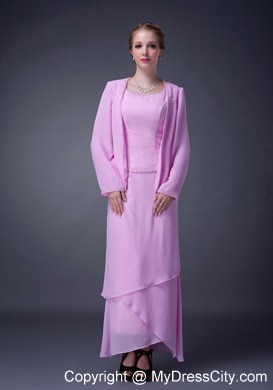 Scoop Neck Beading Layers Chiffon Mothers Dresses with Jacket